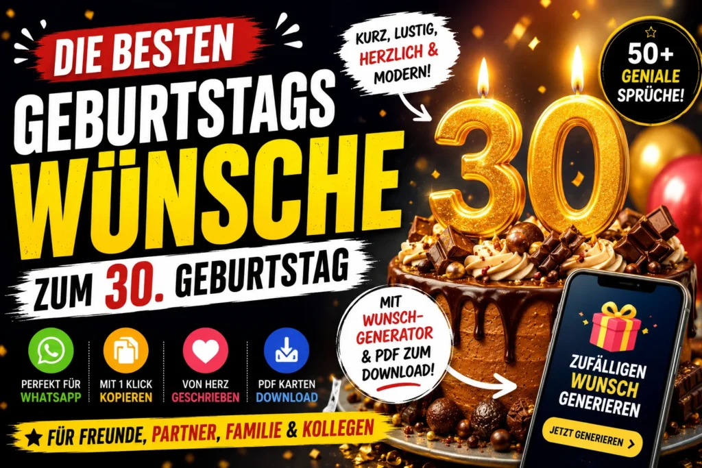 Geburtstagswünsche zum 30. Geburtstag